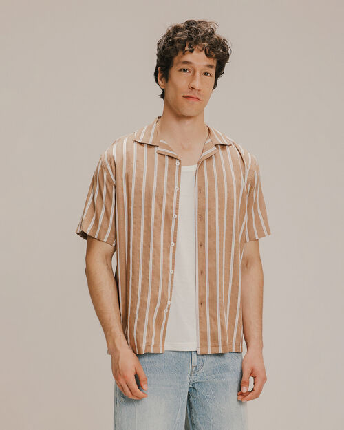 Camisa Relaxed Beige Rayas